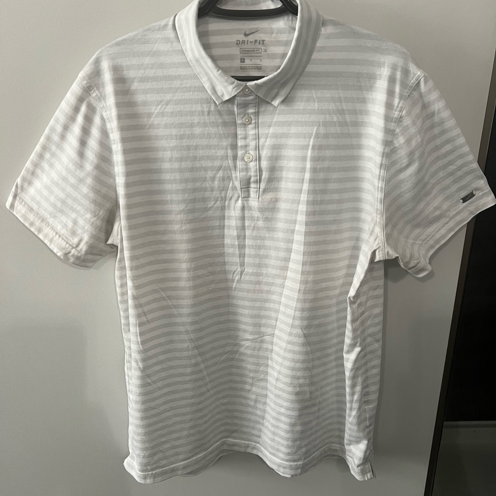 Nike Gray Striped Polo Shirt for Men